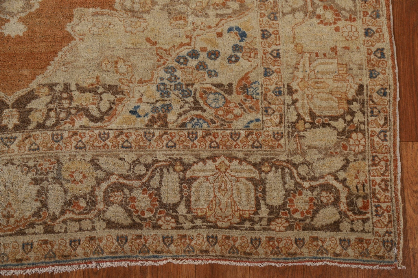 Pre-1900 Antique Tabriz Haj Jalili Vegetable Dye Persian Rug 4x5