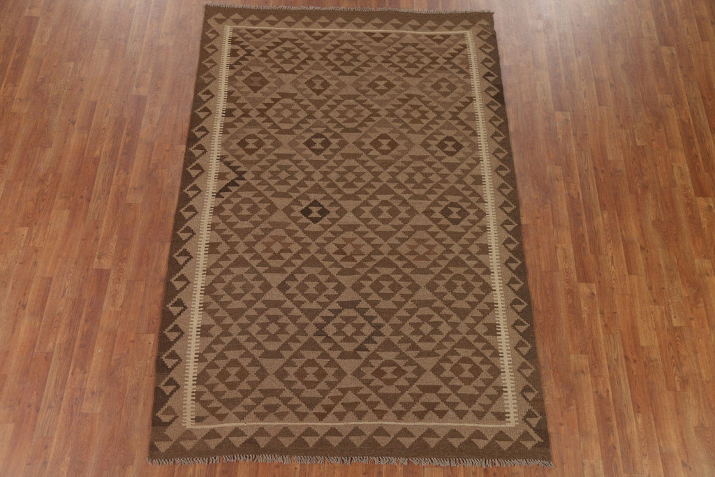 Geometric Wool Kilim Oriental Area Rug 5x8