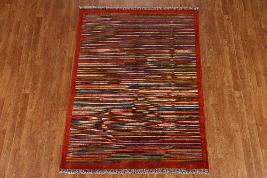 Striped Gabbeh Oriental Area Rug 5x6