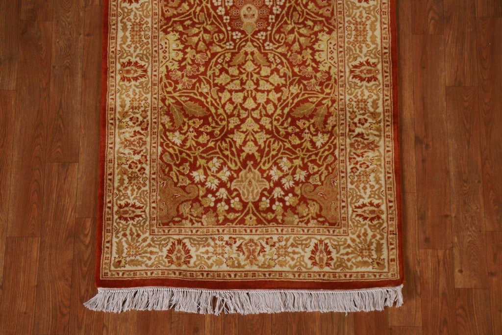 Vegetable Dye Qum Floral Runner Rug 3x19