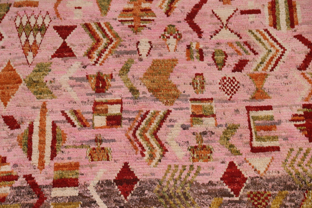 Pink Wool Moroccan Area Rug 7x9