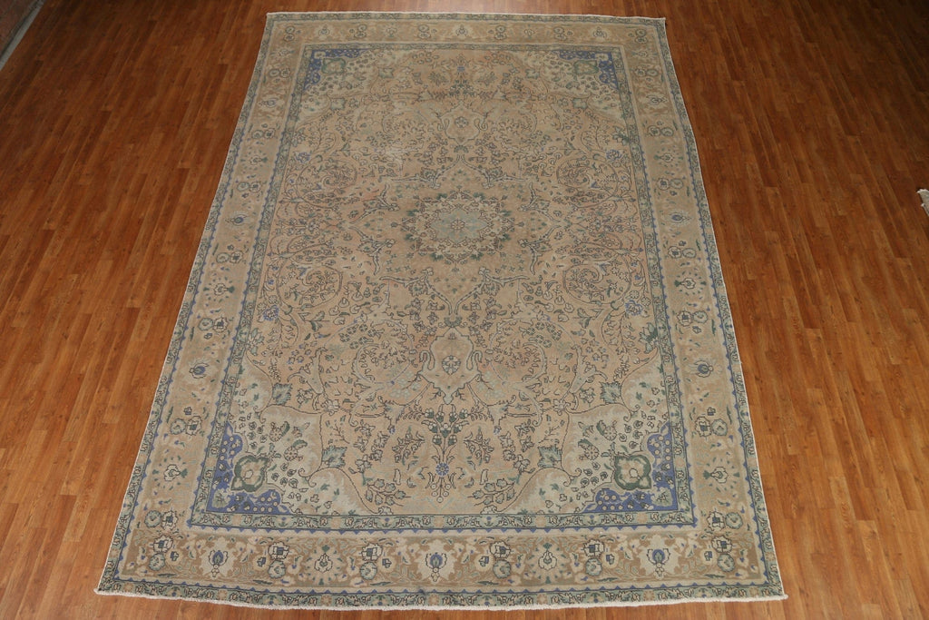 Distressed Wool Tabriz Persian Area Rug 10x13