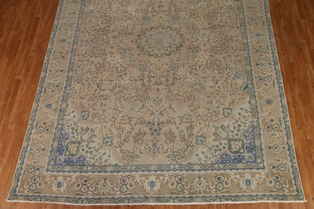 Distressed Wool Tabriz Persian Area Rug 10x13