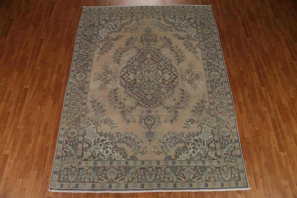 Distressed Wool Tabriz Persian Area Rug 8x11