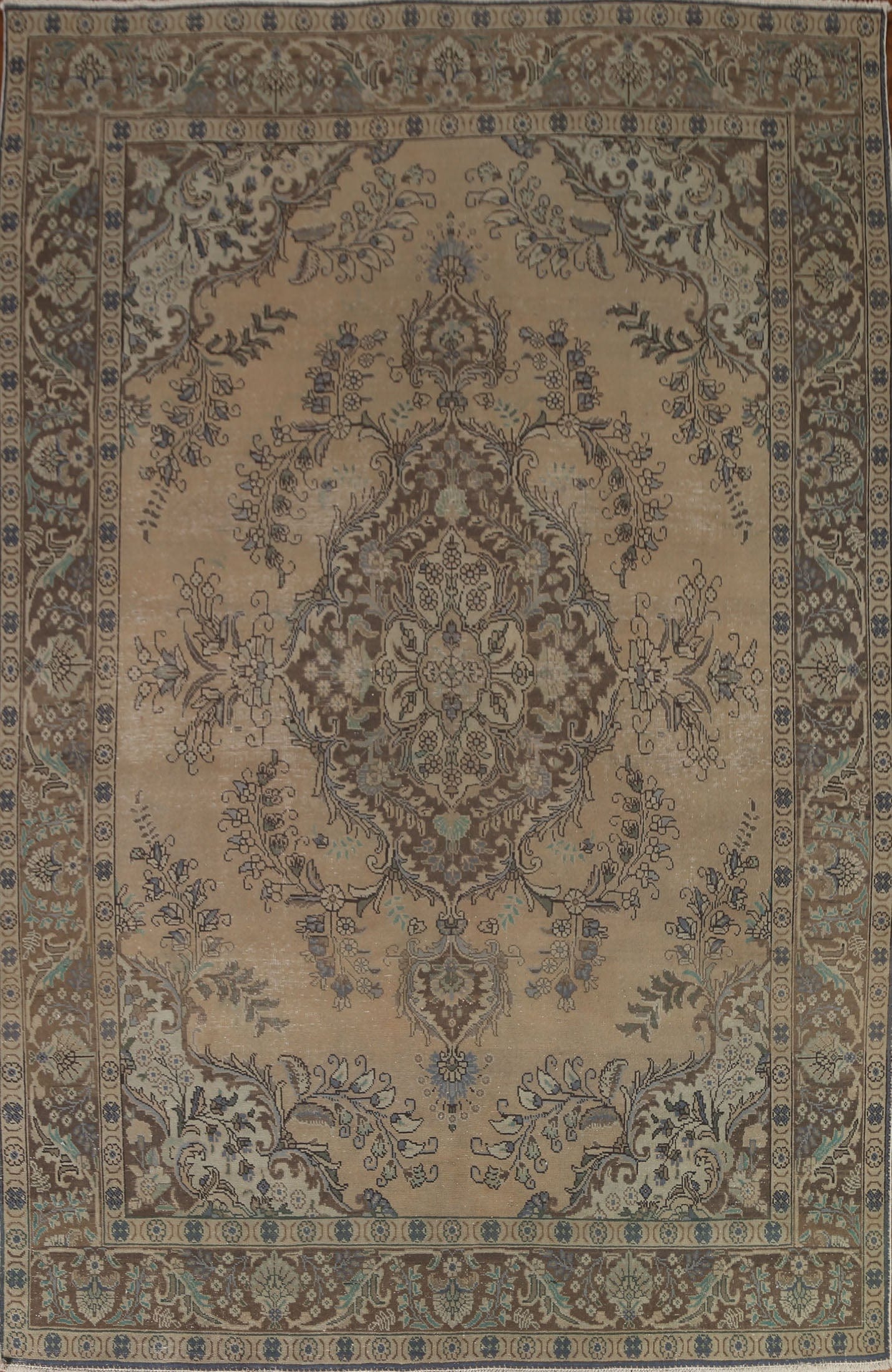 Distressed Wool Tabriz Persian Area Rug 8x11