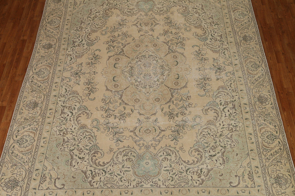 Distressed Floral Tabriz Persian Area Rug 9x12