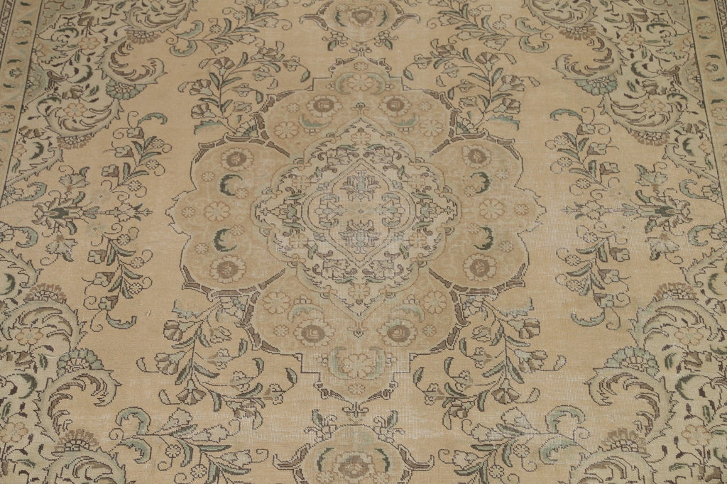 Distressed Floral Tabriz Persian Area Rug 9x12