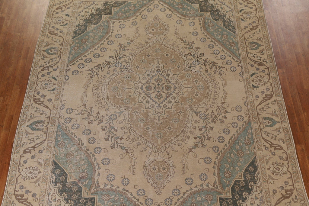 Distressed Wool Tabriz Persian Area Rug 10x13