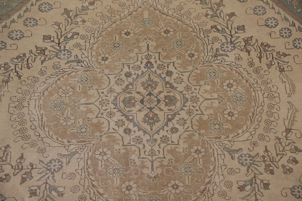 Distressed Wool Tabriz Persian Area Rug 10x13