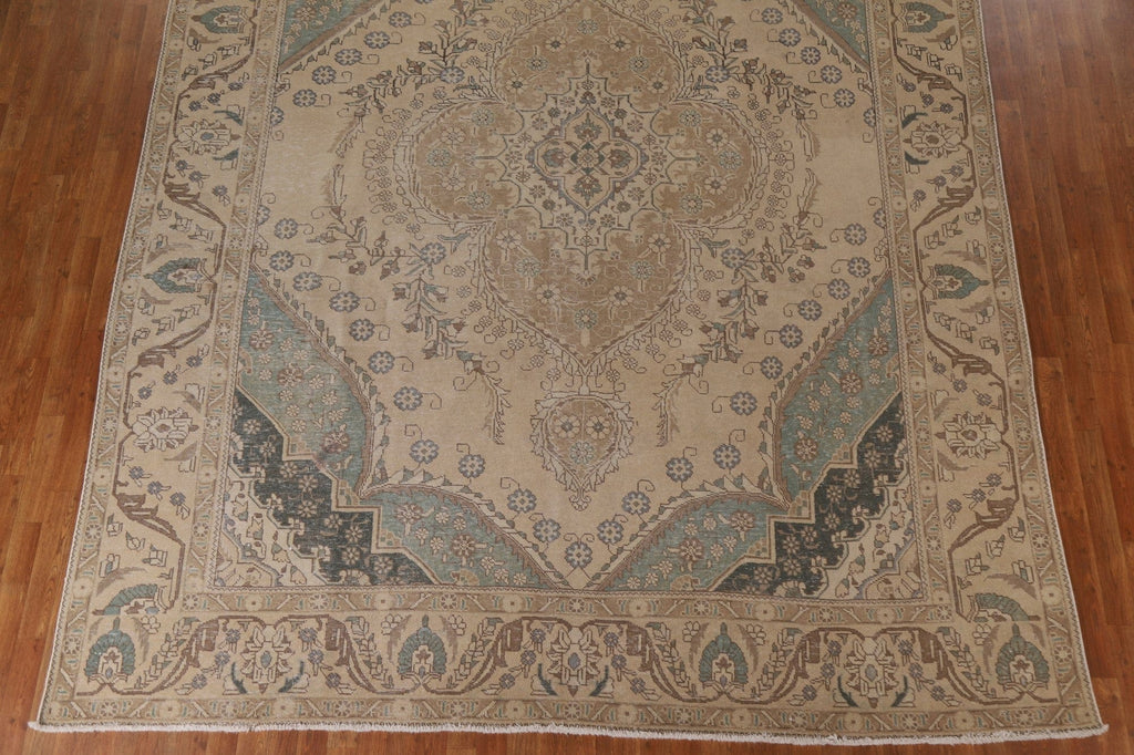 Distressed Wool Tabriz Persian Area Rug 10x13