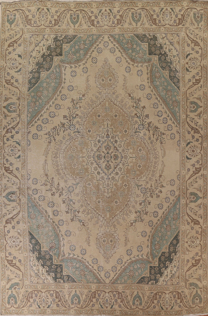 Distressed Wool Tabriz Persian Area Rug 10x13