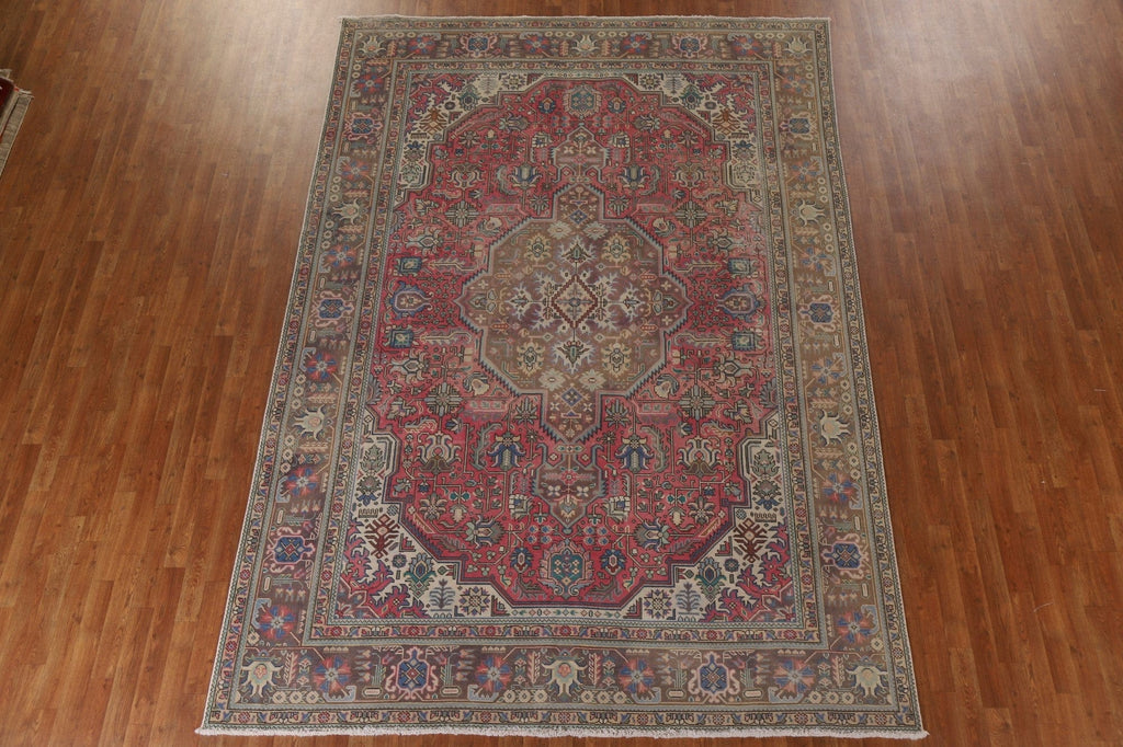 Pink Geometric Tabriz Persian Area Rug 8x11