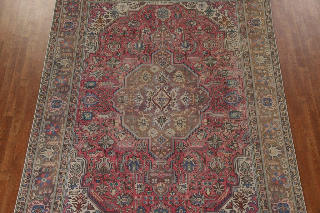 Pink Geometric Tabriz Persian Area Rug 8x11