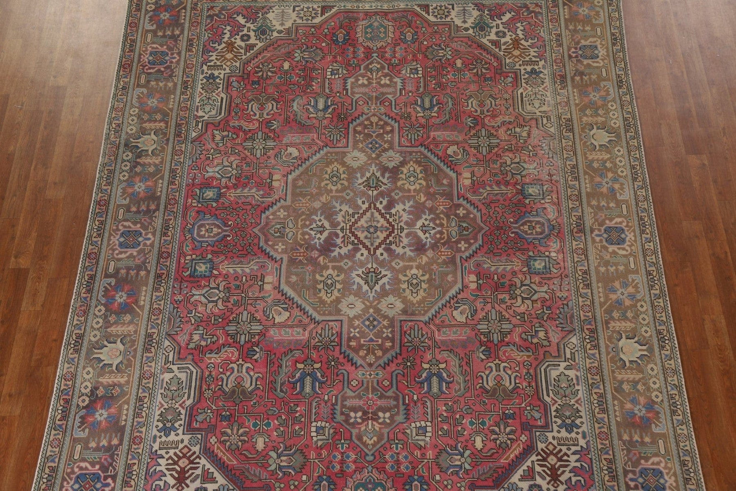 Pink Geometric Tabriz Persian Area Rug 8x11