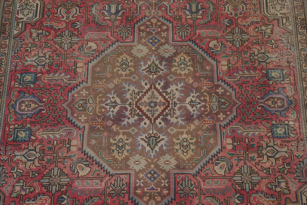 Pink Geometric Tabriz Persian Area Rug 8x11