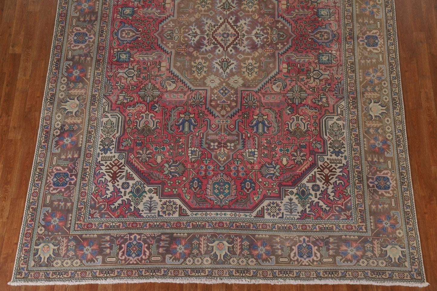 Pink Geometric Tabriz Persian Area Rug 8x11