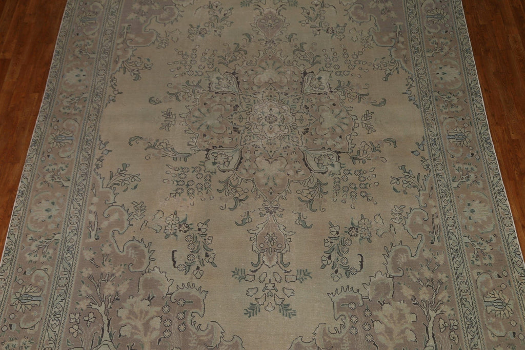 Distressed Wool Tabriz Persian Area Rug 9x13