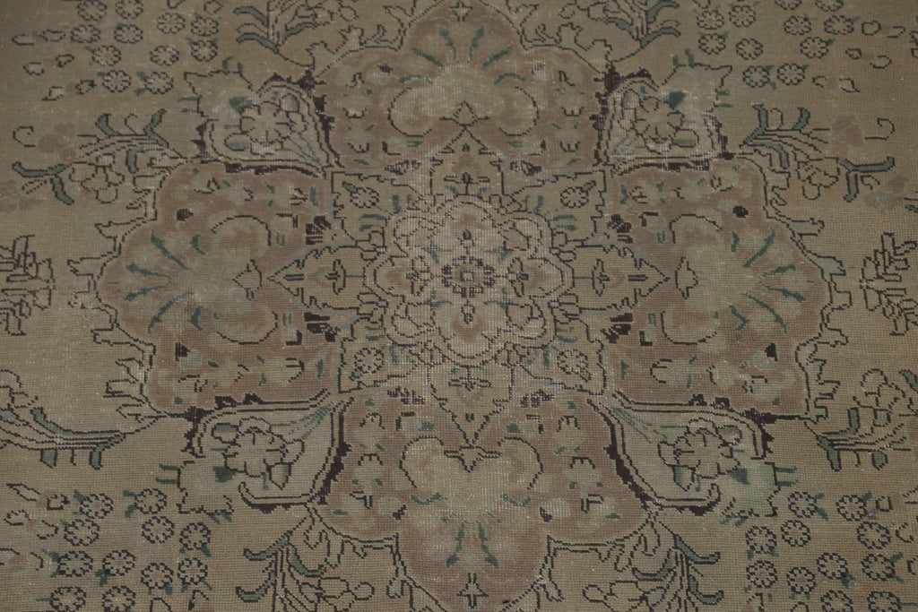 Distressed Wool Tabriz Persian Area Rug 9x13