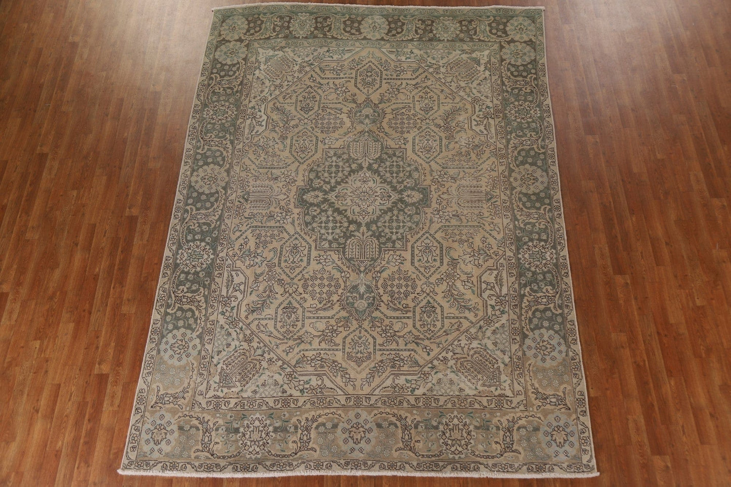 Distressed Geometric Tabriz Persian Area Rug 8x11