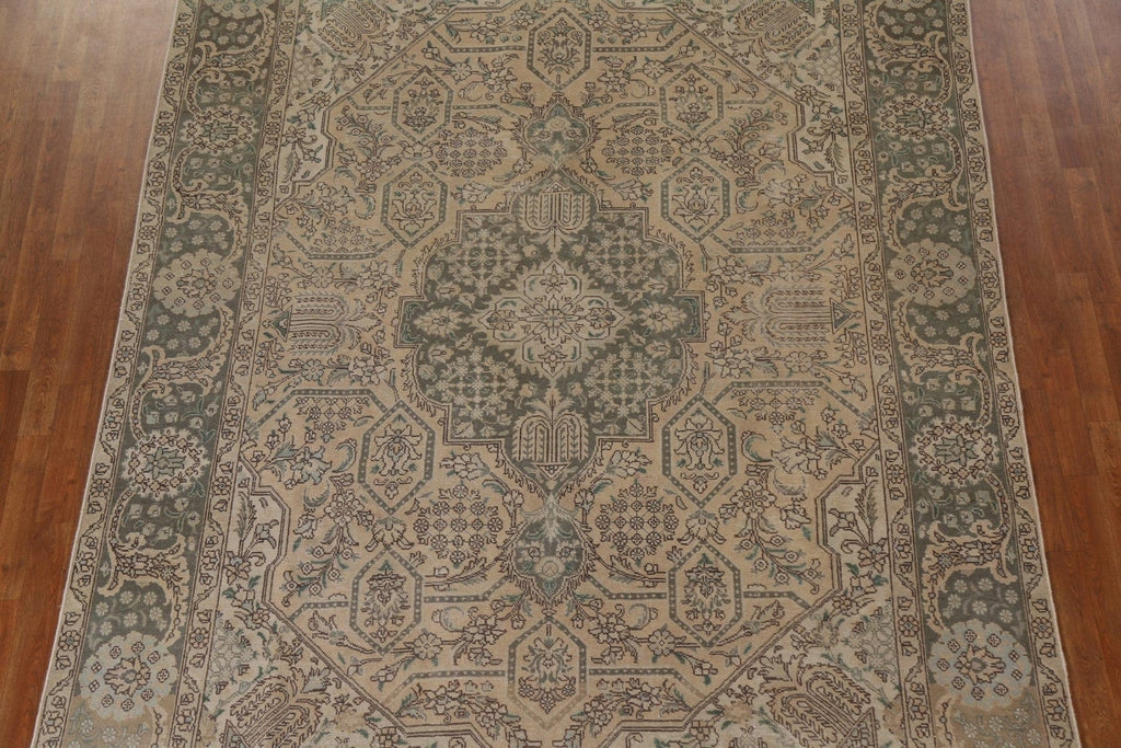 Distressed Geometric Tabriz Persian Area Rug 8x11