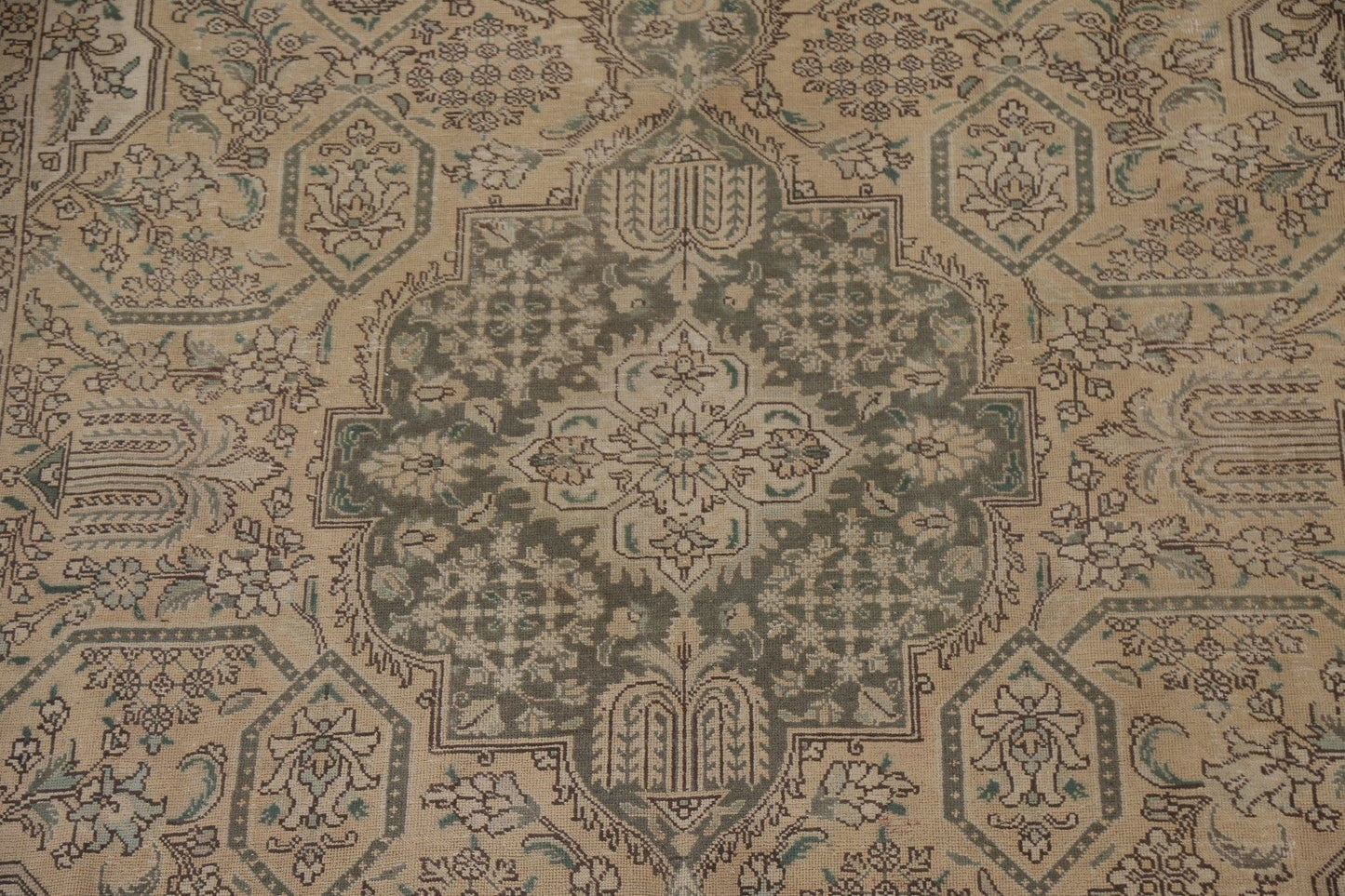 Distressed Geometric Tabriz Persian Area Rug 8x11