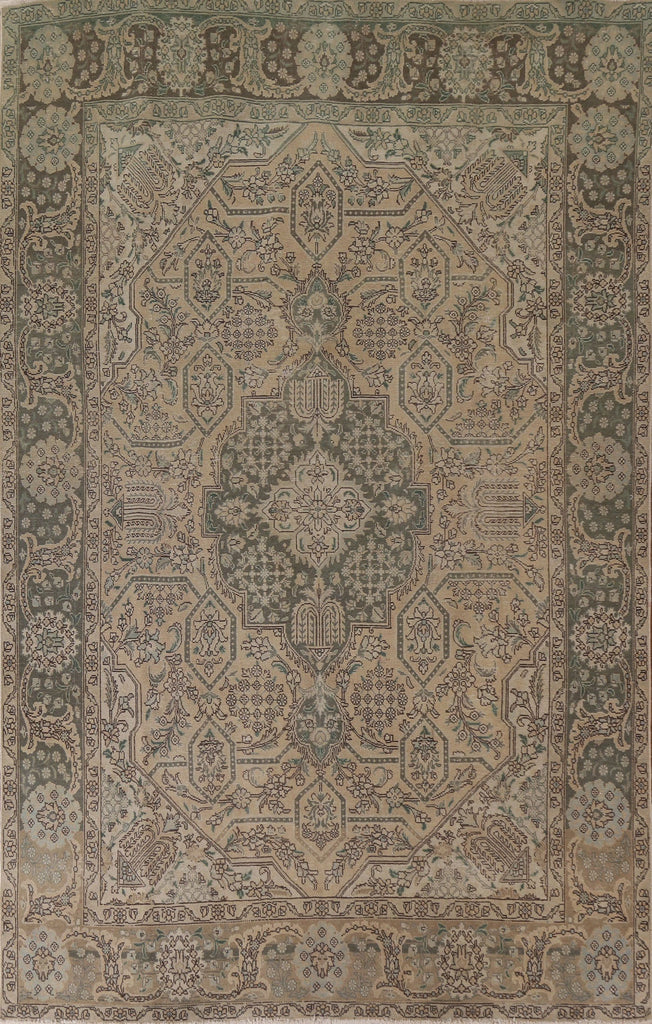 Distressed Geometric Tabriz Persian Area Rug 8x11