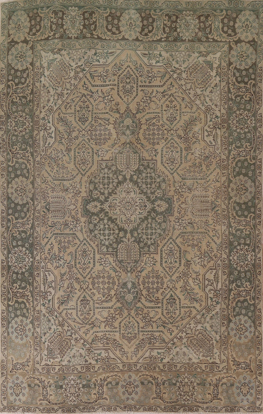 Distressed Geometric Tabriz Persian Area Rug 8x11