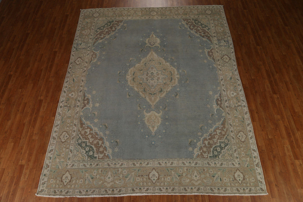 Vintage Distressed Tabriz Persian Area Rug 9x12