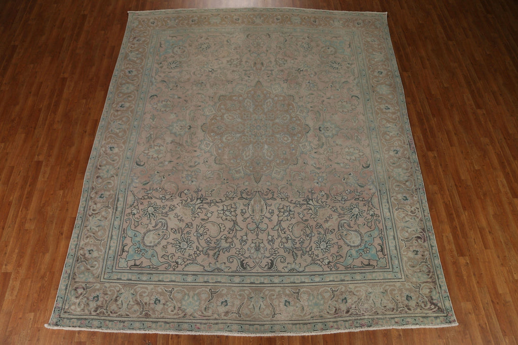 Distressed Muted Tabriz Persian Area Rug 10x12