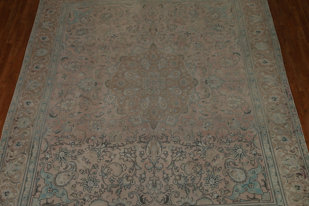 Distressed Muted Tabriz Persian Area Rug 10x12