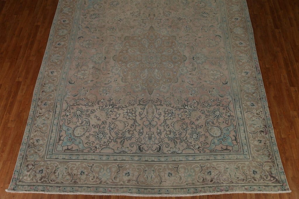 Distressed Muted Tabriz Persian Area Rug 10x12