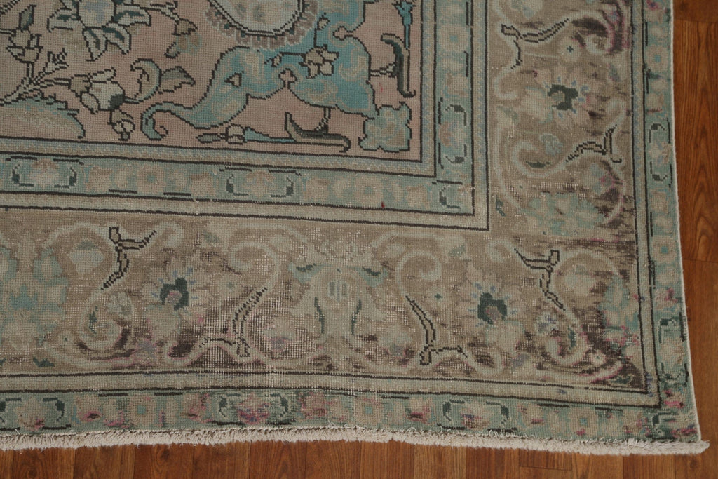 Distressed Muted Tabriz Persian Area Rug 10x12