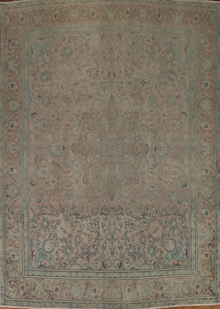 Distressed Muted Tabriz Persian Area Rug 10x12