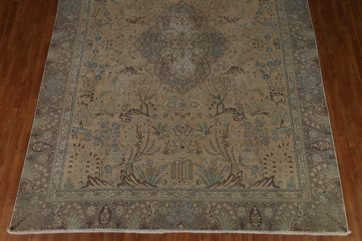 Distressed Vintage Tabriz Persian Area Rug 9x12