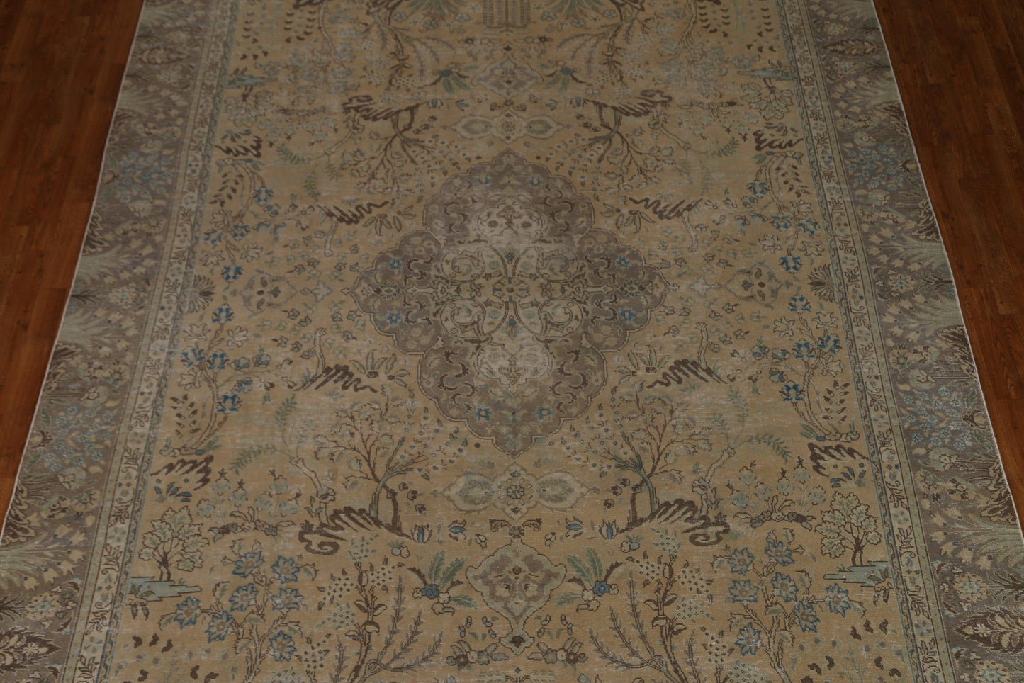 Distressed Vintage Tabriz Persian Area Rug 9x12