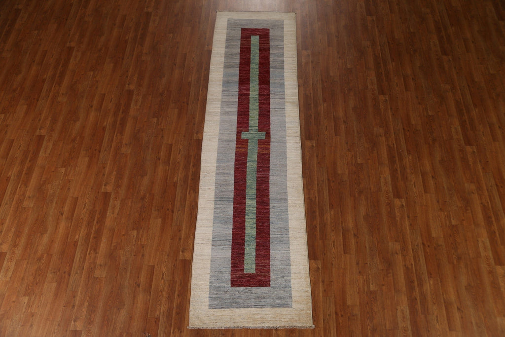 Geometric Gabbeh Kashkoli Wool Runner Rug 3x10