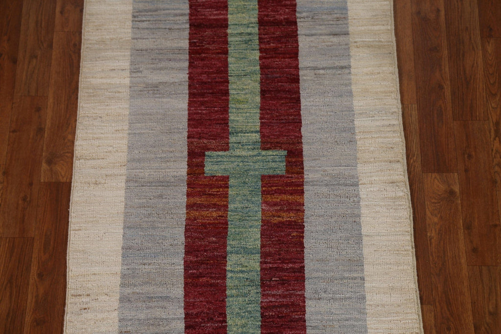 Geometric Gabbeh Kashkoli Wool Runner Rug 3x10