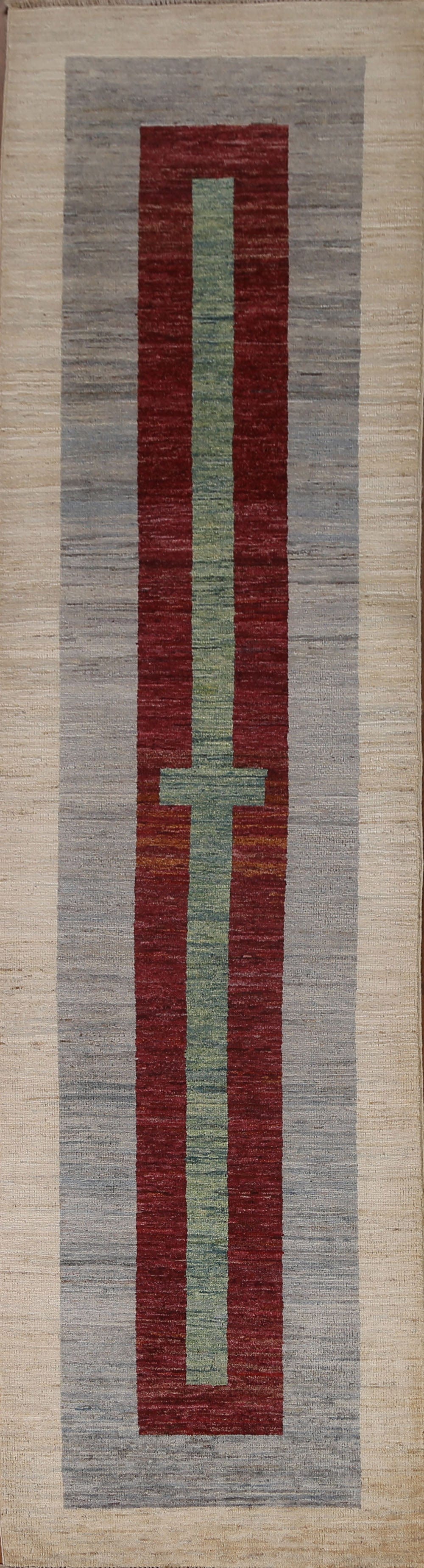 Geometric Gabbeh Kashkoli Wool Runner Rug 3x10