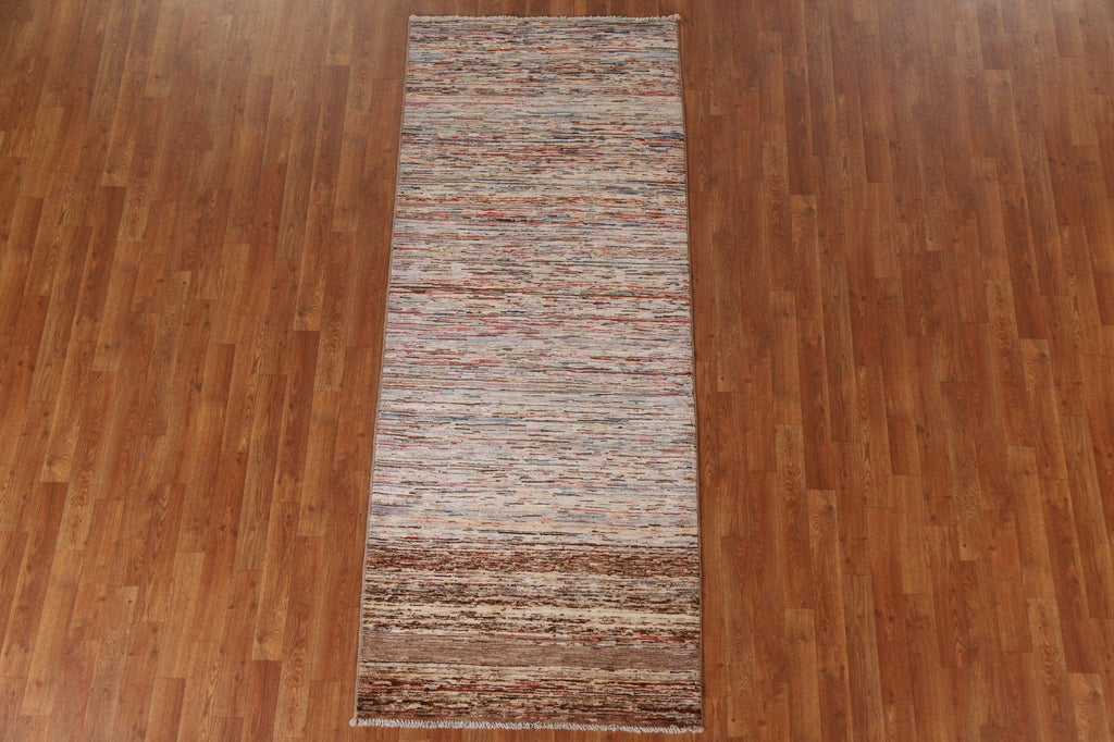 Striped Gabbeh Kashkoli Runner Rug 3x8