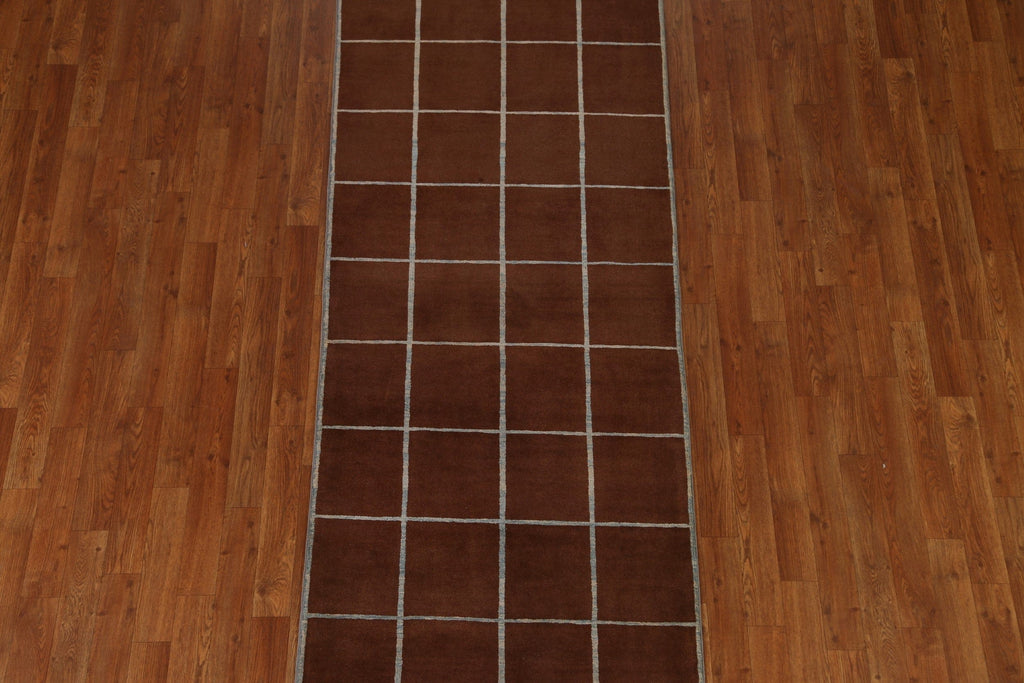 Checkered Gabbeh Kashkoli Runner Rug 3x8