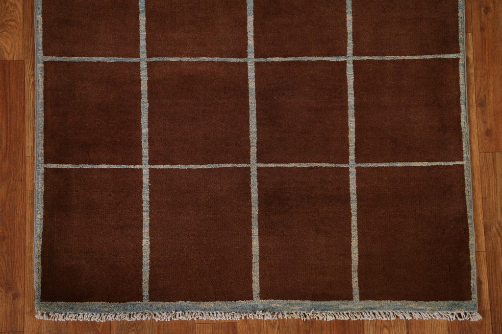 Checkered Gabbeh Kashkoli Runner Rug 3x8