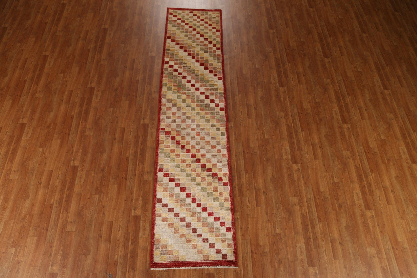 Checkered Gabbeh Kashkoli Runner Rug 3x11