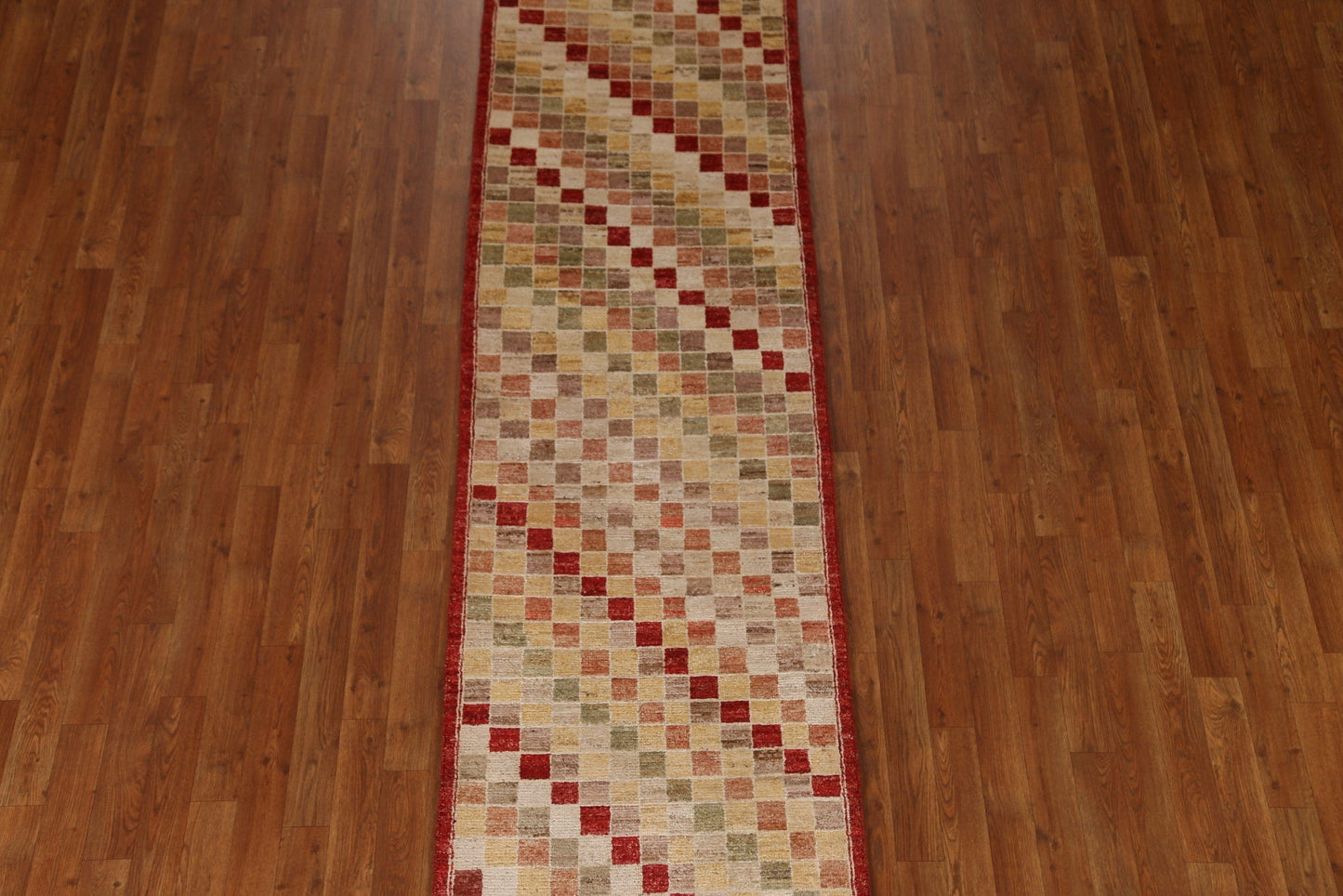 Checkered Gabbeh Kashkoli Runner Rug 3x11