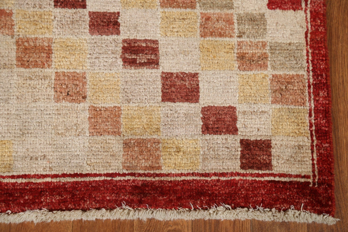 Checkered Gabbeh Kashkoli Runner Rug 3x11