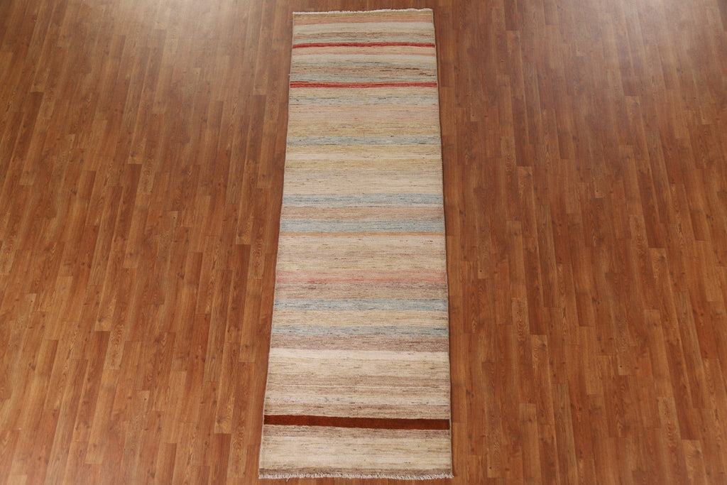 Gabbeh Kashkoli Striped Runner Rug 3x9