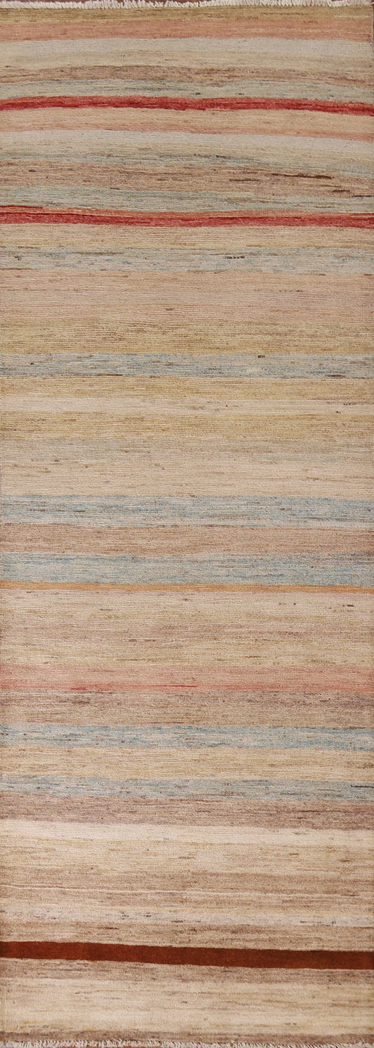 Gabbeh Kashkoli Striped Runner Rug 3x9