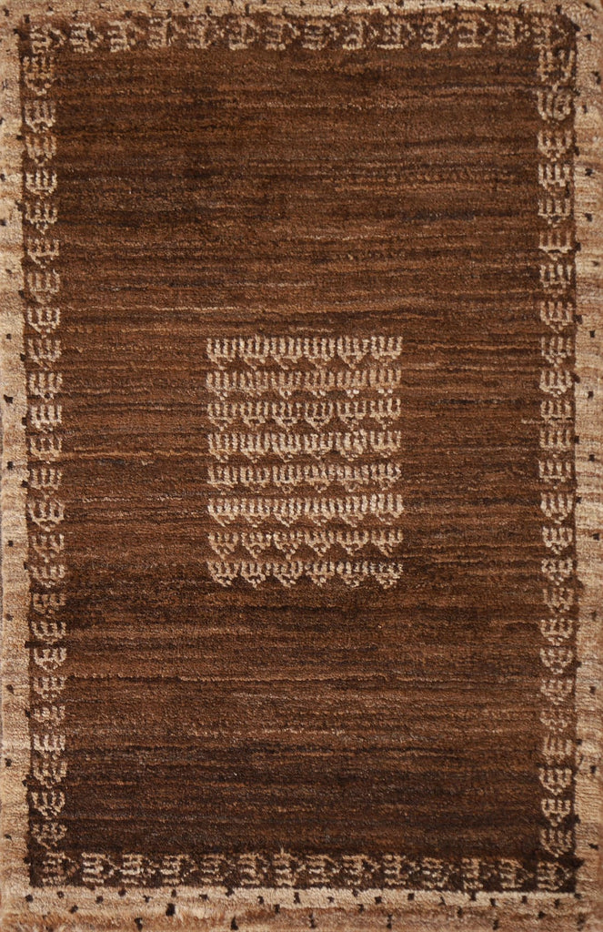 Brown Wool Gabbeh Kashkoli Square Rug 2x2