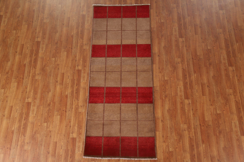 Geometric Gabbeh Kashkoli Oriental Runner Rug 3x8