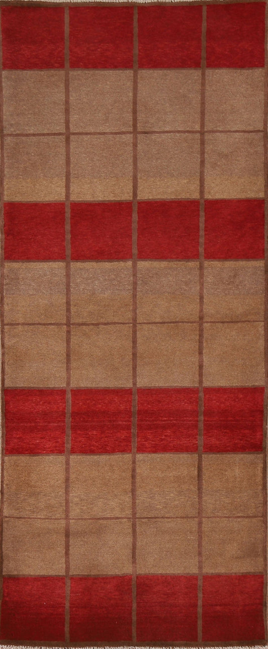 Geometric Gabbeh Kashkoli Oriental Runner Rug 3x8