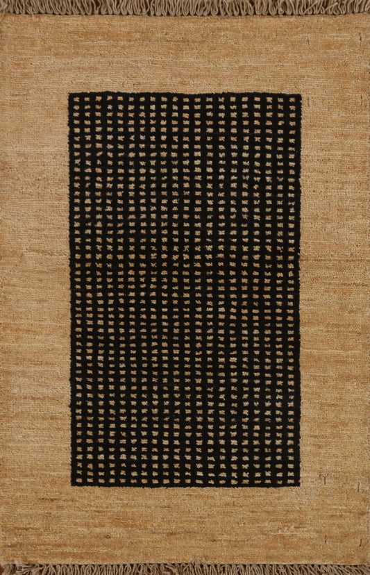 Black Wool Gabbeh Kashkoli Square Rug 2x2